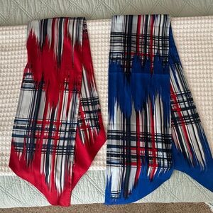 American Airlines flight attendant scarves red and blue